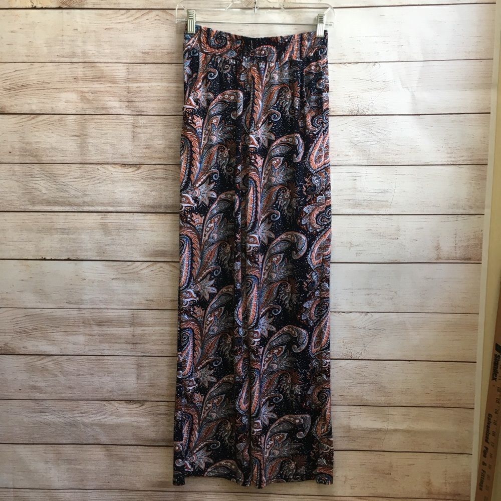 WINWIN WIDE LEG‎ PAISLEY SLIT ACCENT TROUSERS PANTS